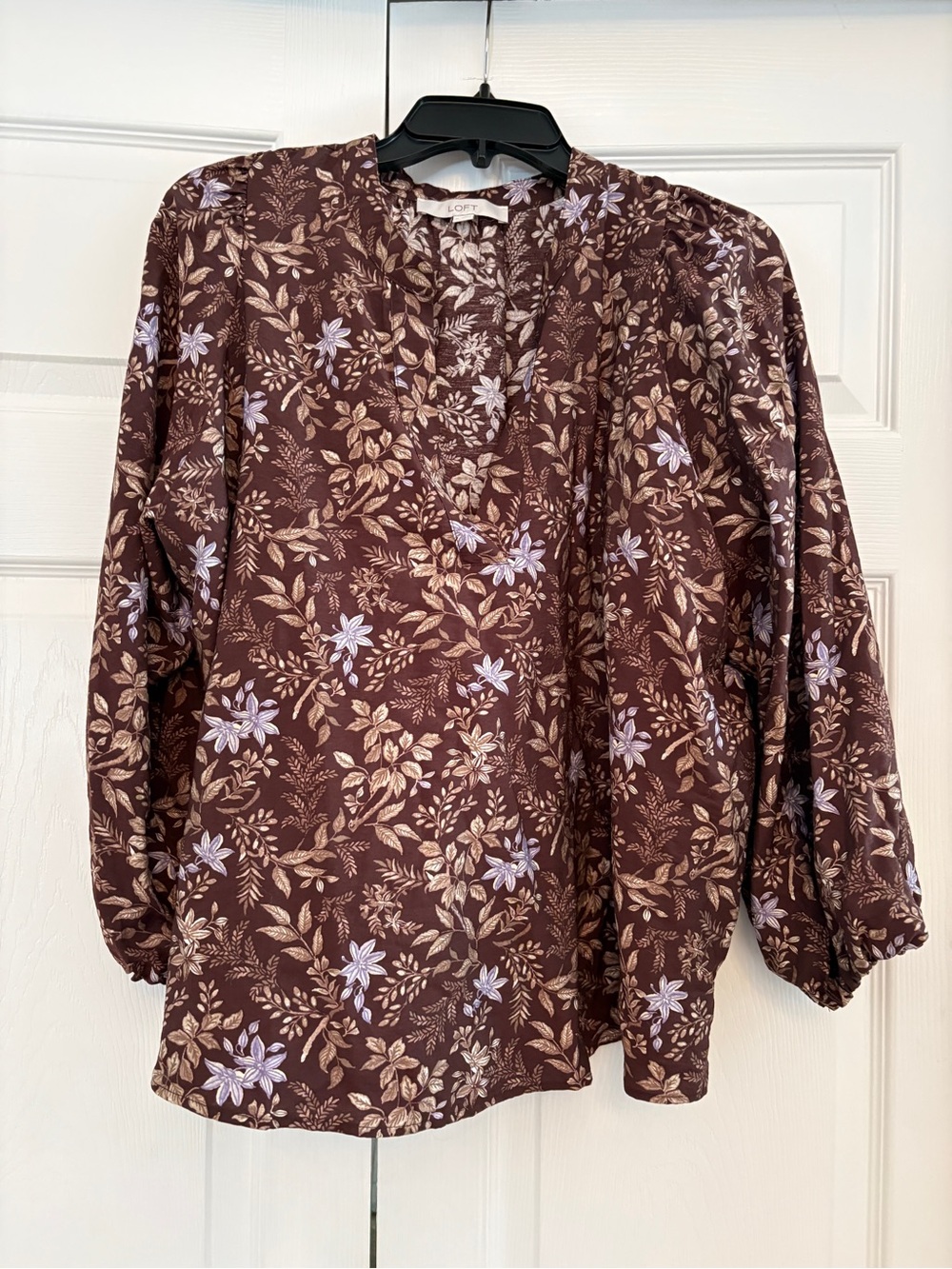 LOFT Fall Floral V-Neck Blouse